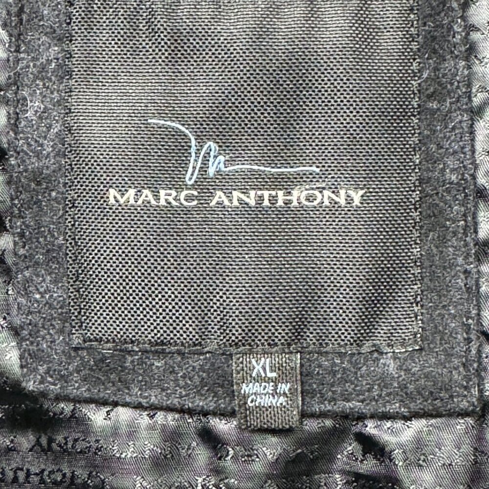 Marc Anthony Black Windowpane Plaid Lined Jacket Faux Fur Collar Men’s XL - Picture 11 of 14